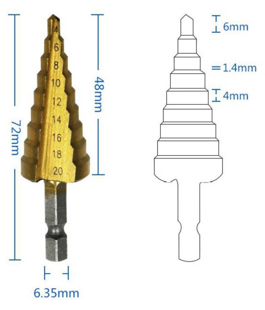 Step Drill Bit >> Aas Titanium Coated Steel Hss Step Drill Bit 4 20mm Step Drill Bit >> Aas Titanium Coated Steel Hss Step Drill Bit 4 20mm