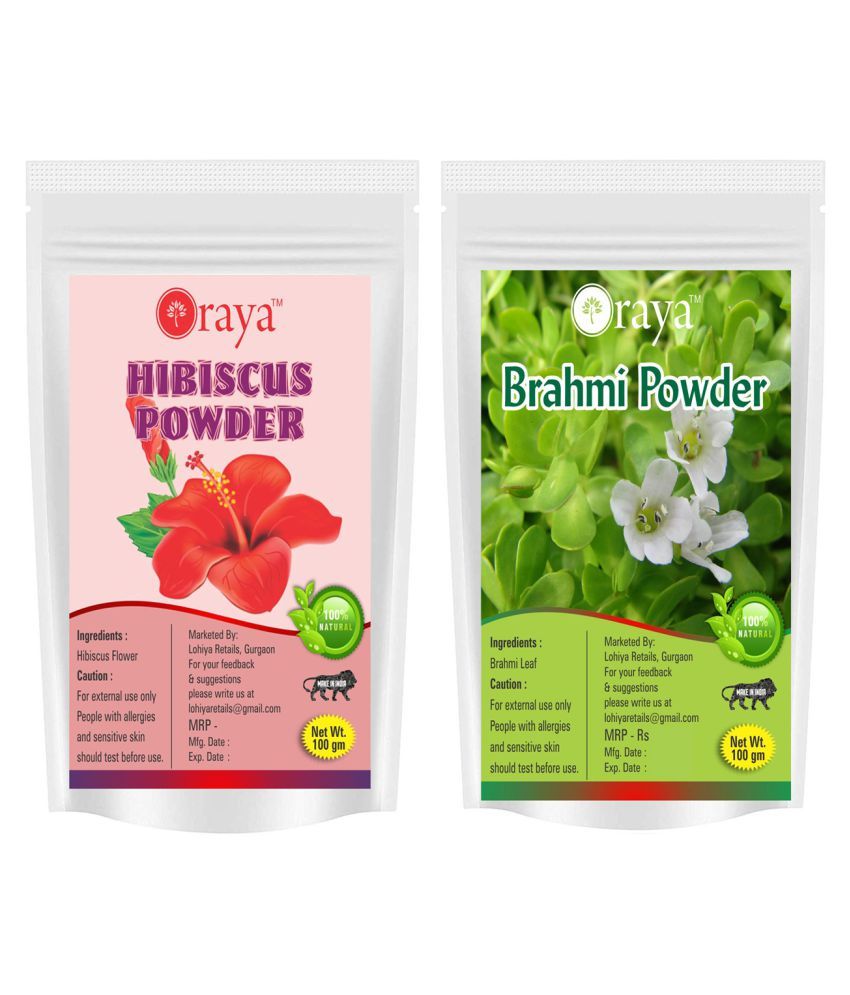     			ORAYA 100% Pure Hibiscus Powder And Brahmi Leaf Powder Face Pack 200 gm Pack of 2