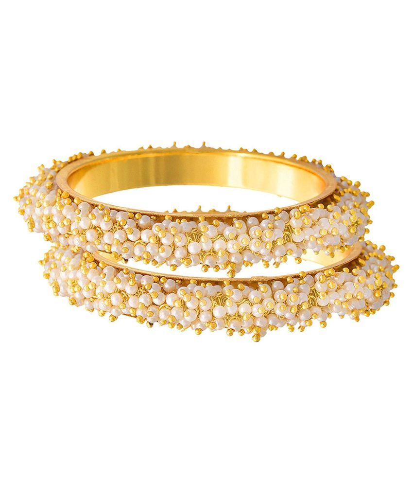     			Traditional & Ethnic One Gram Gold Plated Designer Bangles with Pearl for Women & Girls.