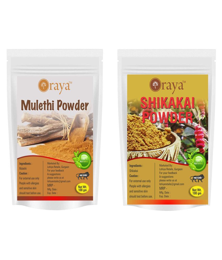     			ORAYA 100% Pure Mulethi(Licorice) Powder And Shikakai Powder Face Pack 200 gm Pack of 2