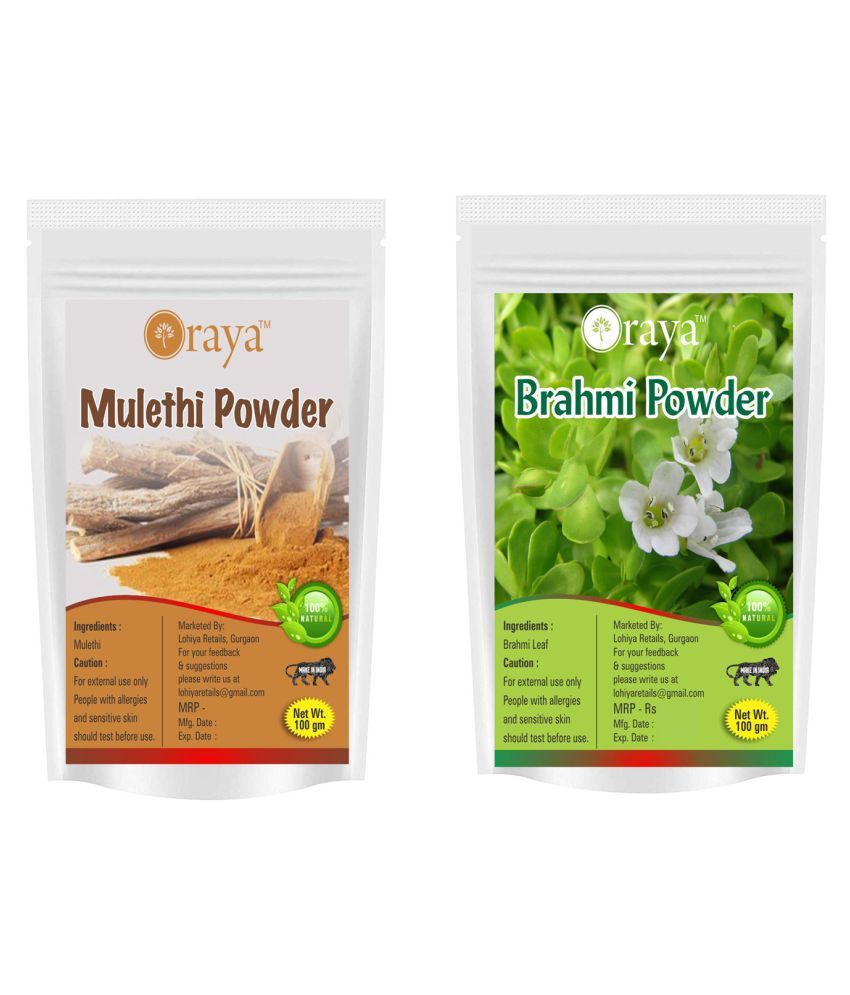     			ORAYA 100% Pure Mulethi(Licorice) Powder And Brahmi Powder Face Pack 200 gm Pack of 2