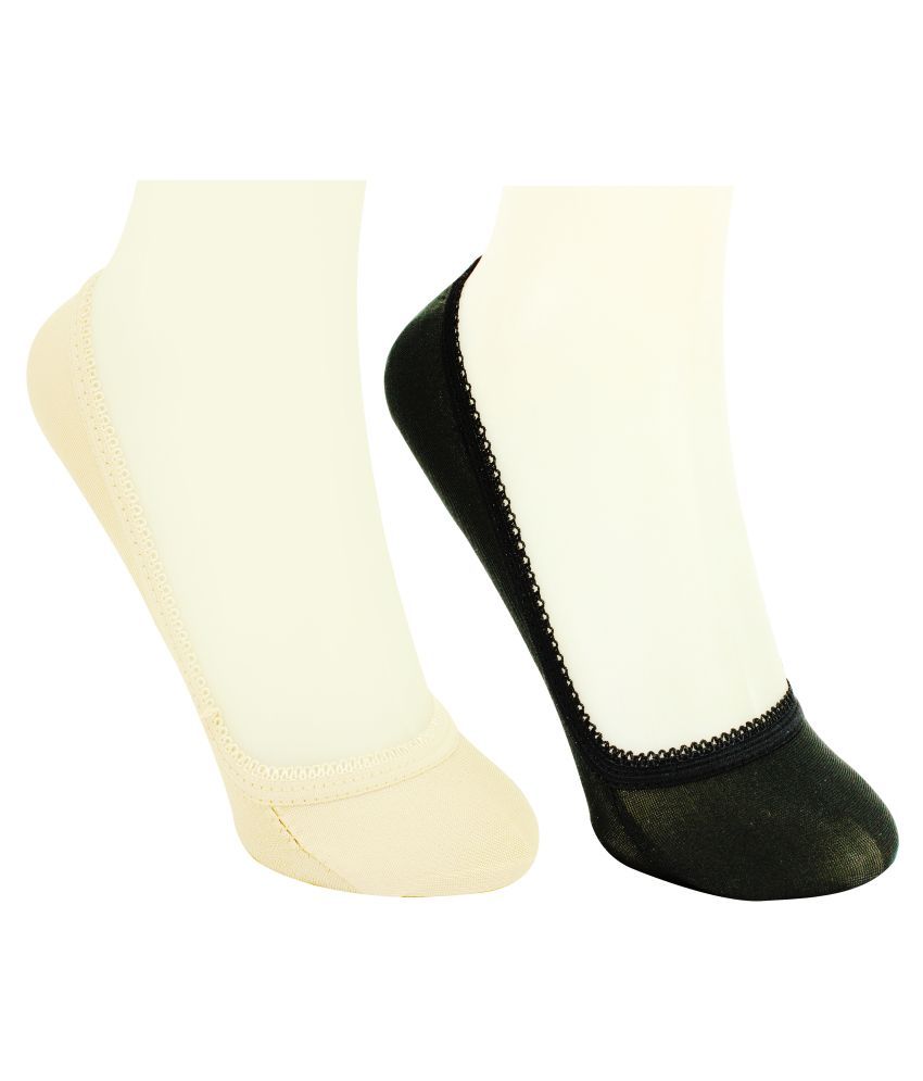     			Neska Moda Women's Cotton Beige,Black 2 Pair Belly Socks