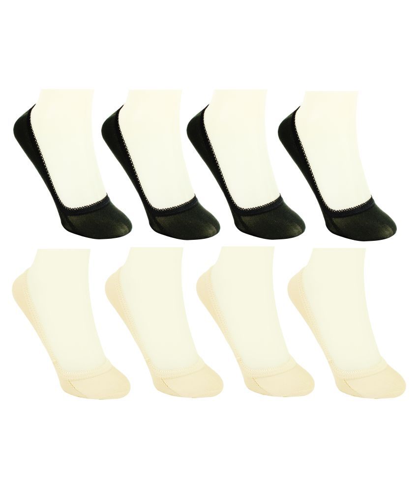     			Neska Moda Women's Cotton Beige,Black 8 Pair Belly Socks