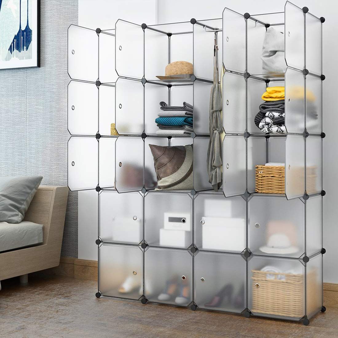House of Quirk 20 Cube Shelving Closet System Cube Organizer Plastic