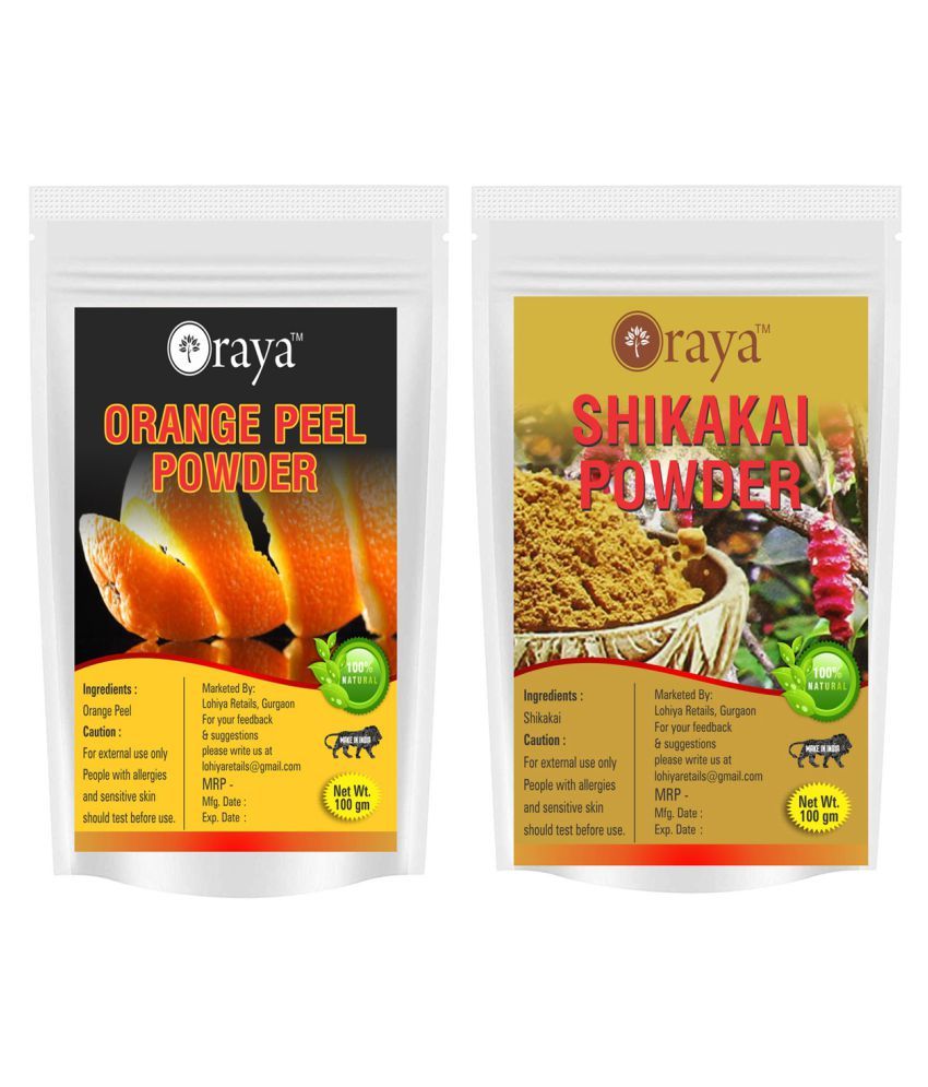     			ORAYA 100% Pure Orange Peel Powder And Skikakai Powder Face Pack 200 gm Pack of 2