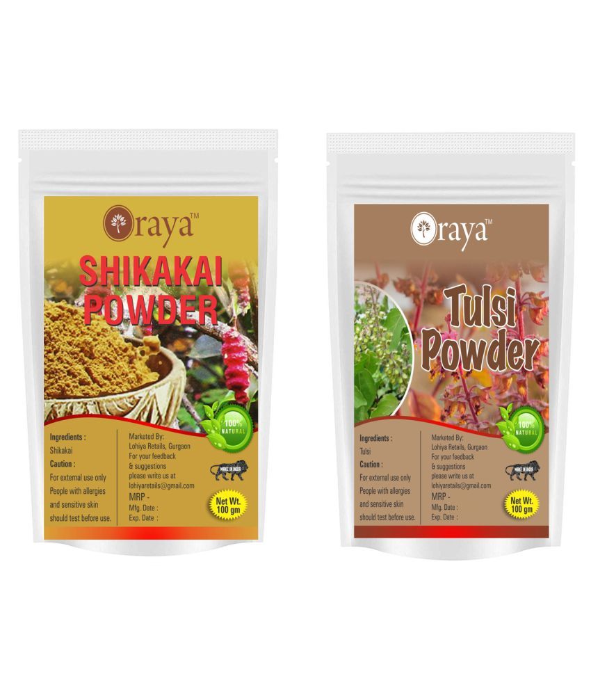     			ORAYA 100% Pure Shikakai Powder And Tulsi Leaf Powder Face Pack 200 gm Pack of 2