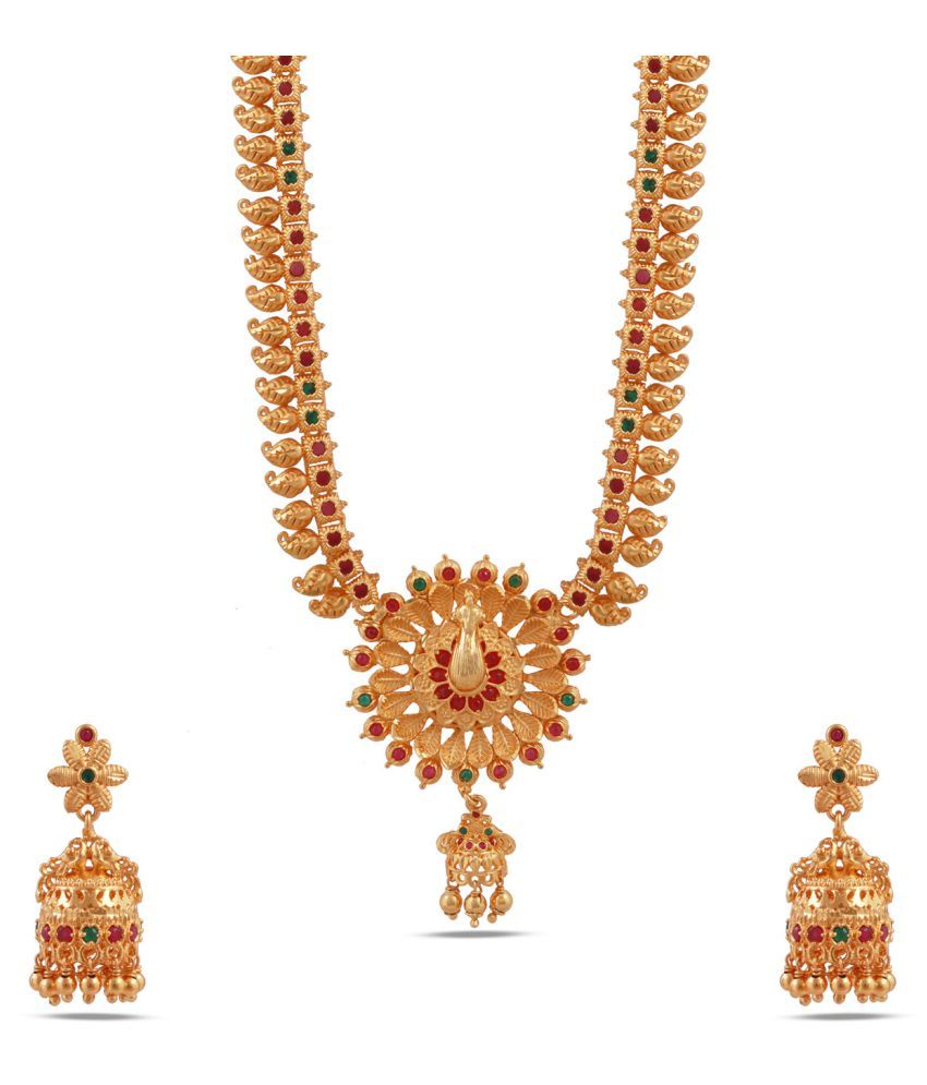 Kalyani Covering Brass Golden Long Haram Traditional 22kt Gold Plated ...