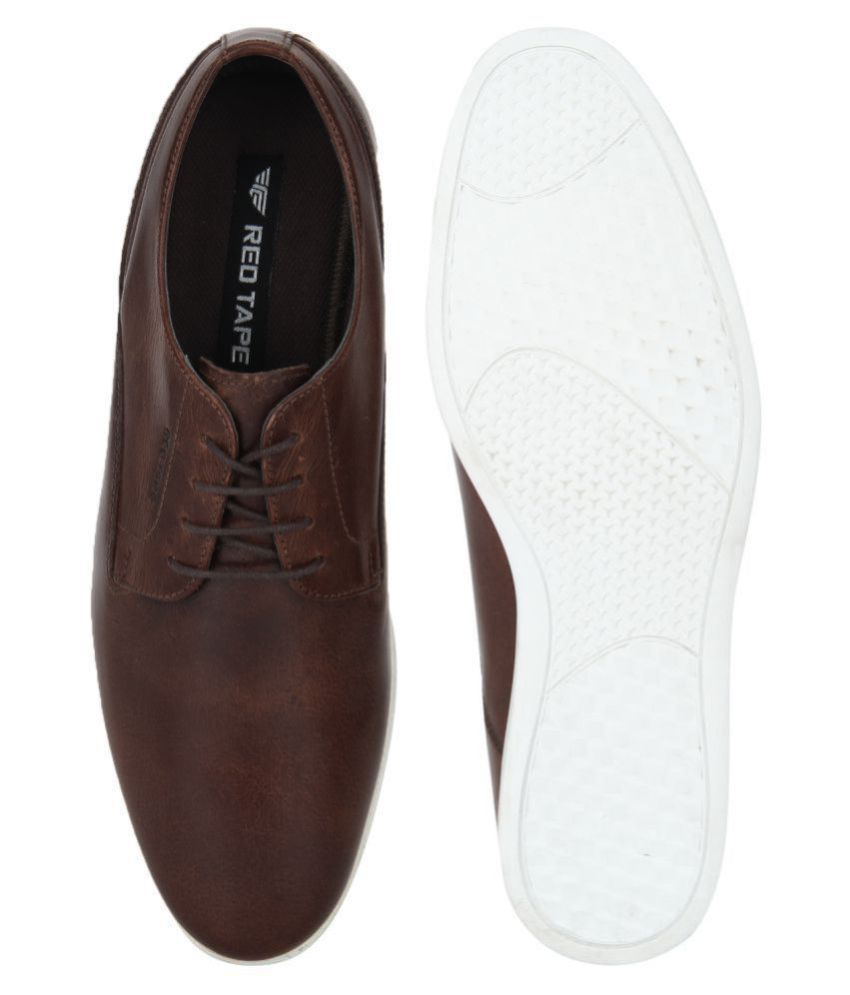 red tape brown leather sneakers