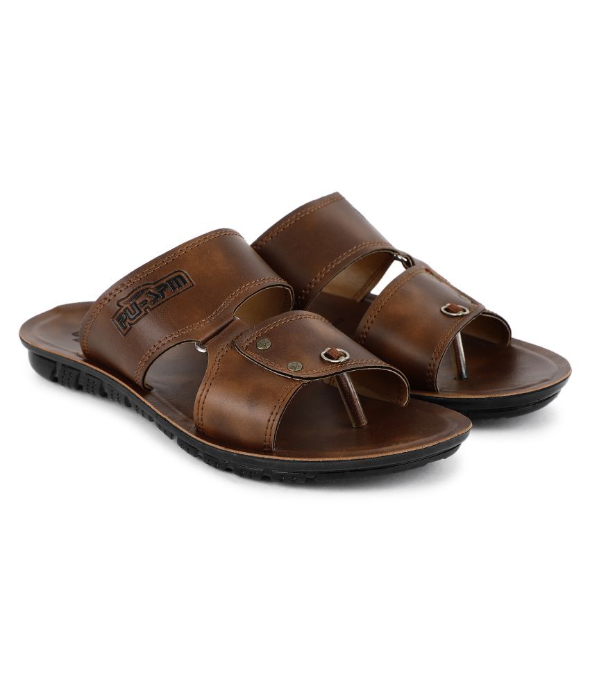     			SapSon Tan Faux Leather Sandals