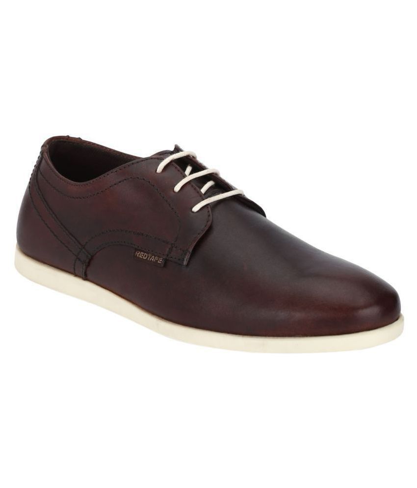 red tape brown leather sneakers
