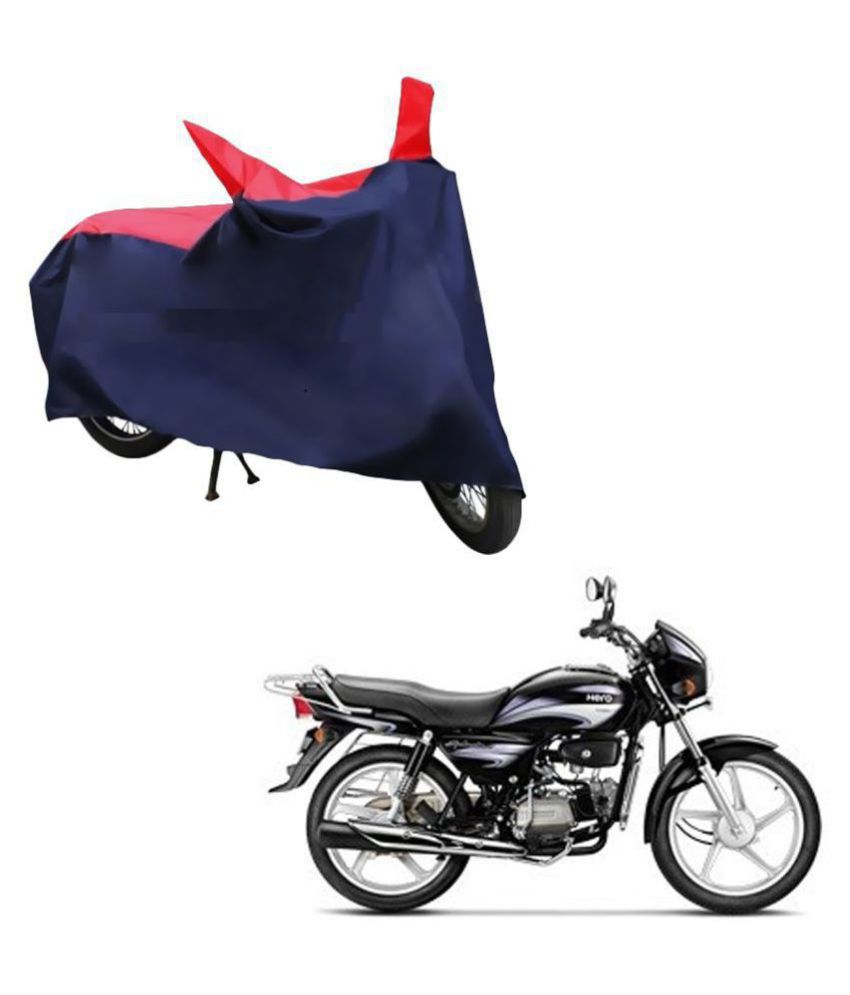     			AutoRetail Dust Proof Two Wheeler Polyster Cover for Hero Splendor Plus (Mirror Pocket, Red and Blue Color)