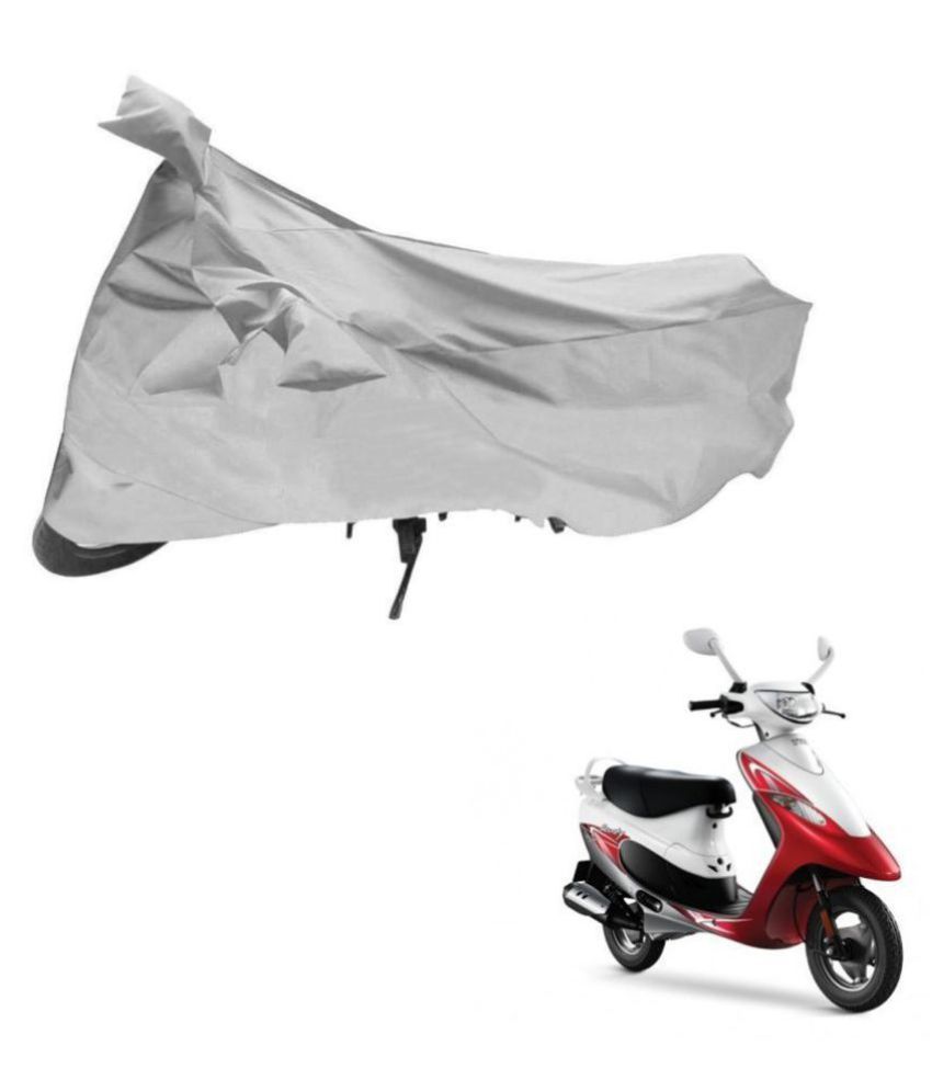     			AutoRetail Dust Proof Two Wheeler Polyster Cover for TVS Scooty Pep + (Mirror Pocket, Silver Color)