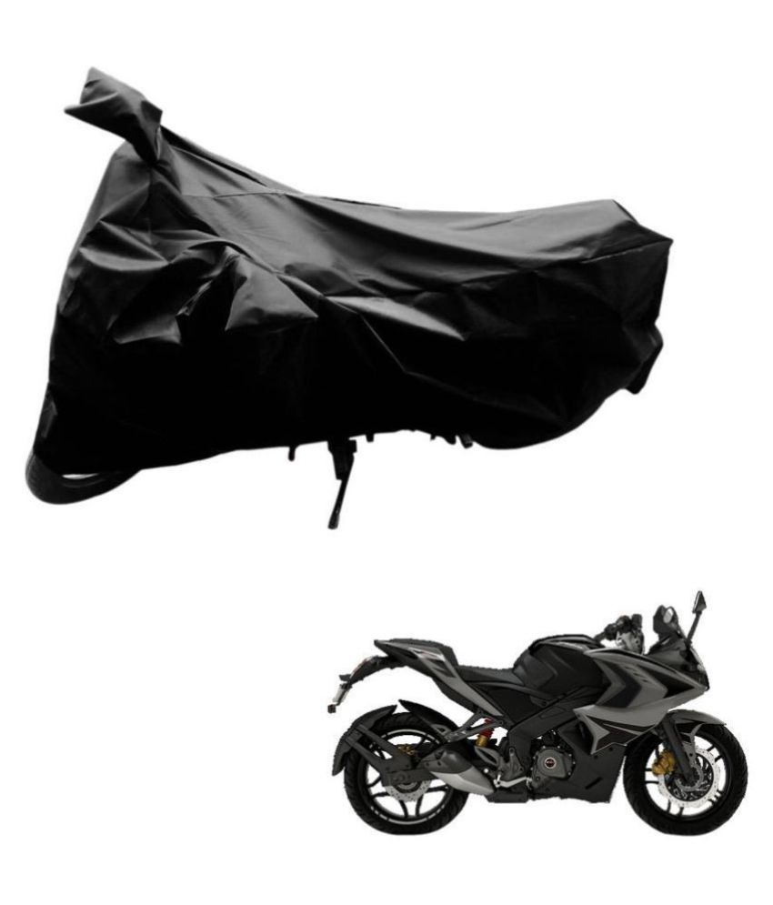     			AutoRetail Dust Proof Two Wheeler Polyster Cover for Bajaj Pulsar RS 200 STD (Mirror Pocket, Black Color)