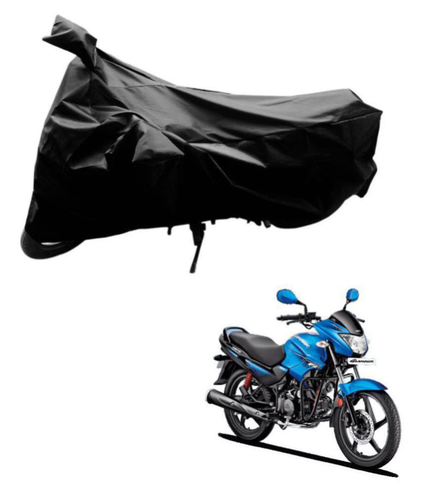     			AutoRetail Dust Proof Two Wheeler Polyster Cover for Hero Glamour Fi (Mirror Pocket, Black Color)