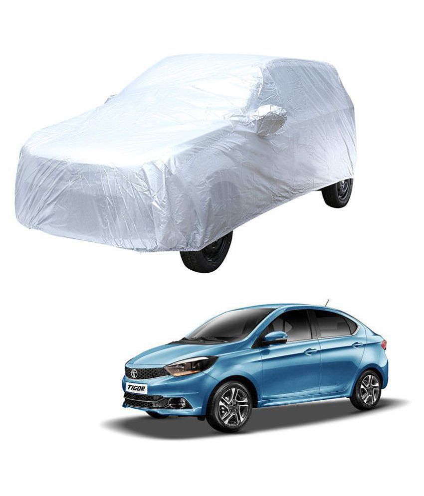     			Autoretail Silver Color Dust Proof Car Body Polyster Cover With Mirror Pocket Polyster For Tata Tigor