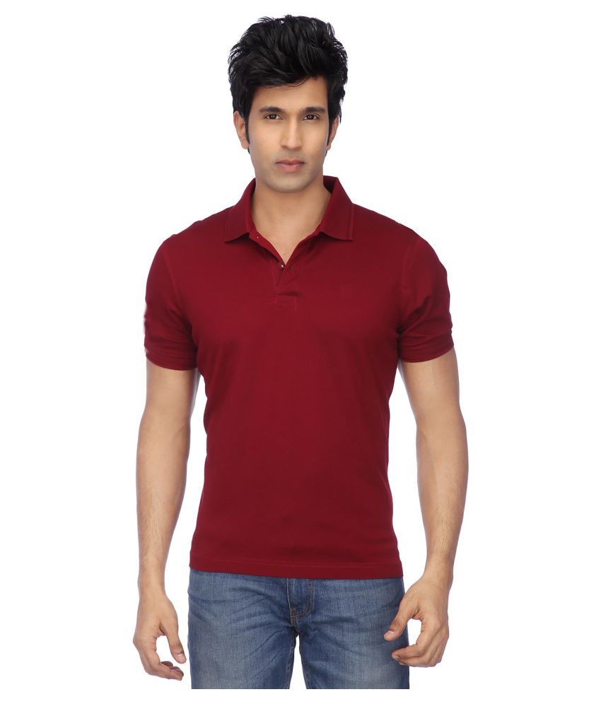     			Funky Guys Pack of 1 Cotton Blend Slim Fit Solid Half Sleeves Men's Polo T Shirt ( Maroon )