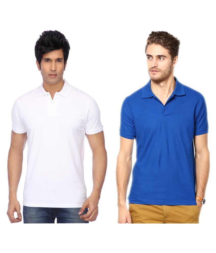     			Funky Guys Pack of 2 Cotton Blend Slim Fit Solid Half Sleeves Men's Polo T Shirt ( Multicolor )