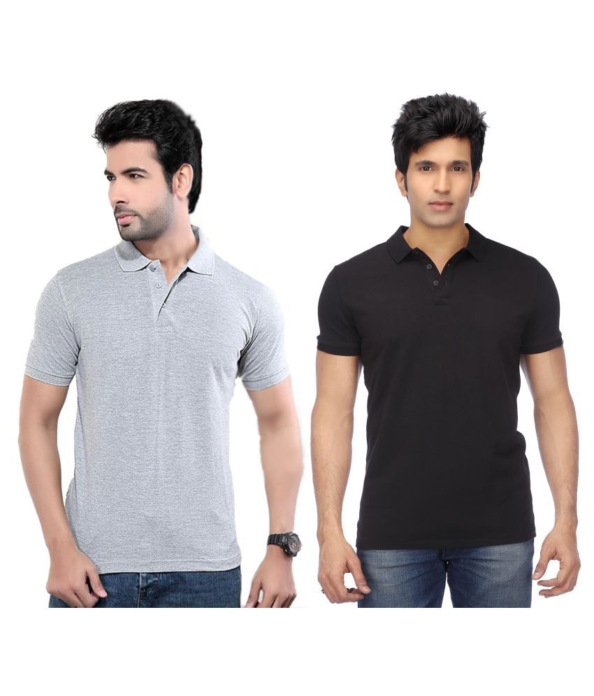     			Funky Guys Pack of 2 Cotton Blend Slim Fit Solid Half Sleeves Men's Polo T Shirt ( Multicolor )