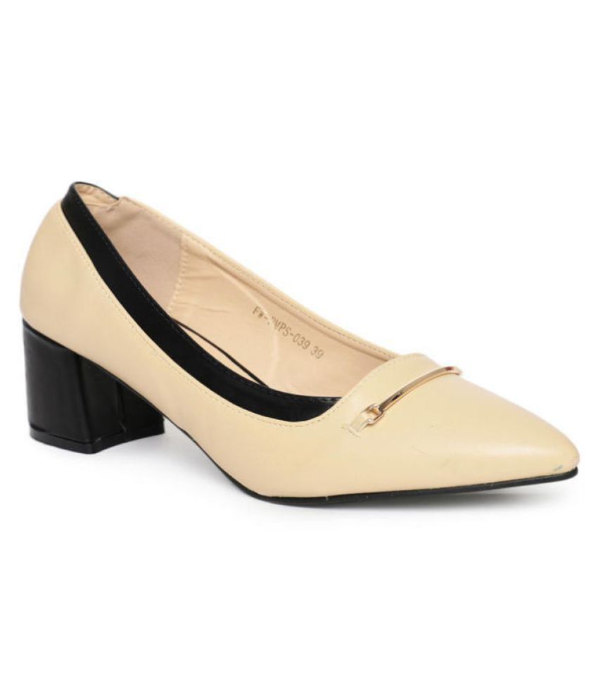 Addons Cream Block Heels Price in India Buy Addons Cream Block Heels