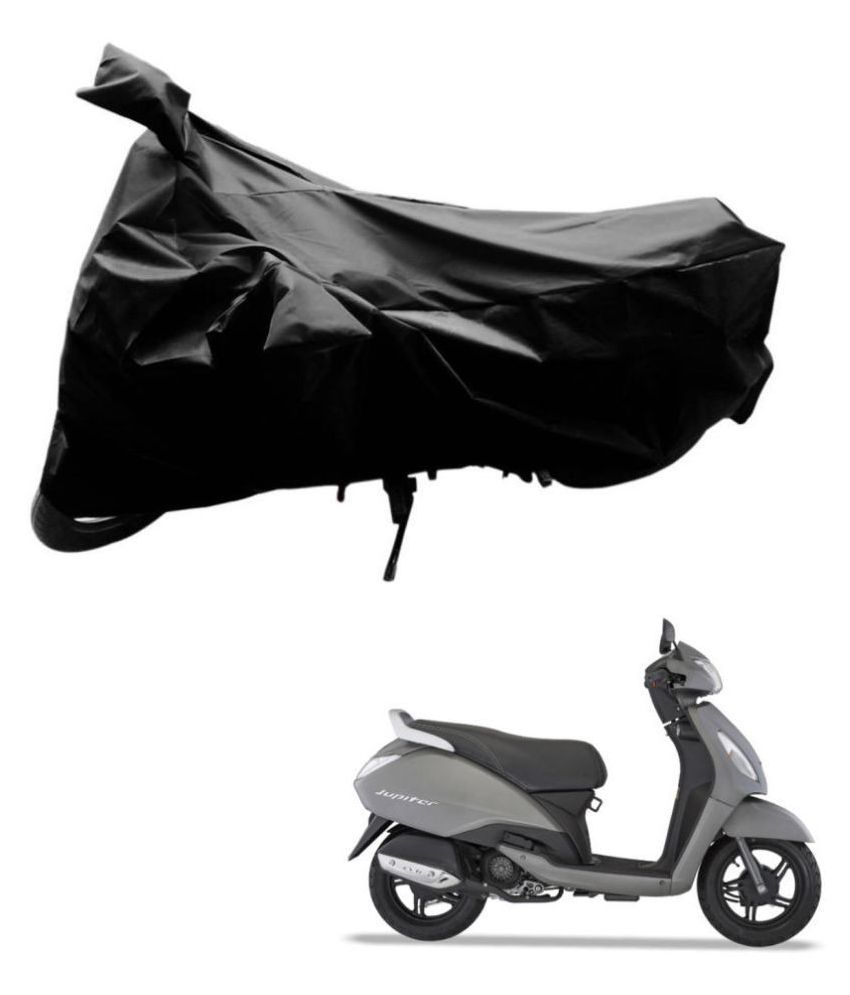     			AutoRetail Dust Proof Two Wheeler Polyster Cover for TVS  Jupiter (Mirror Pocket, Black Color)