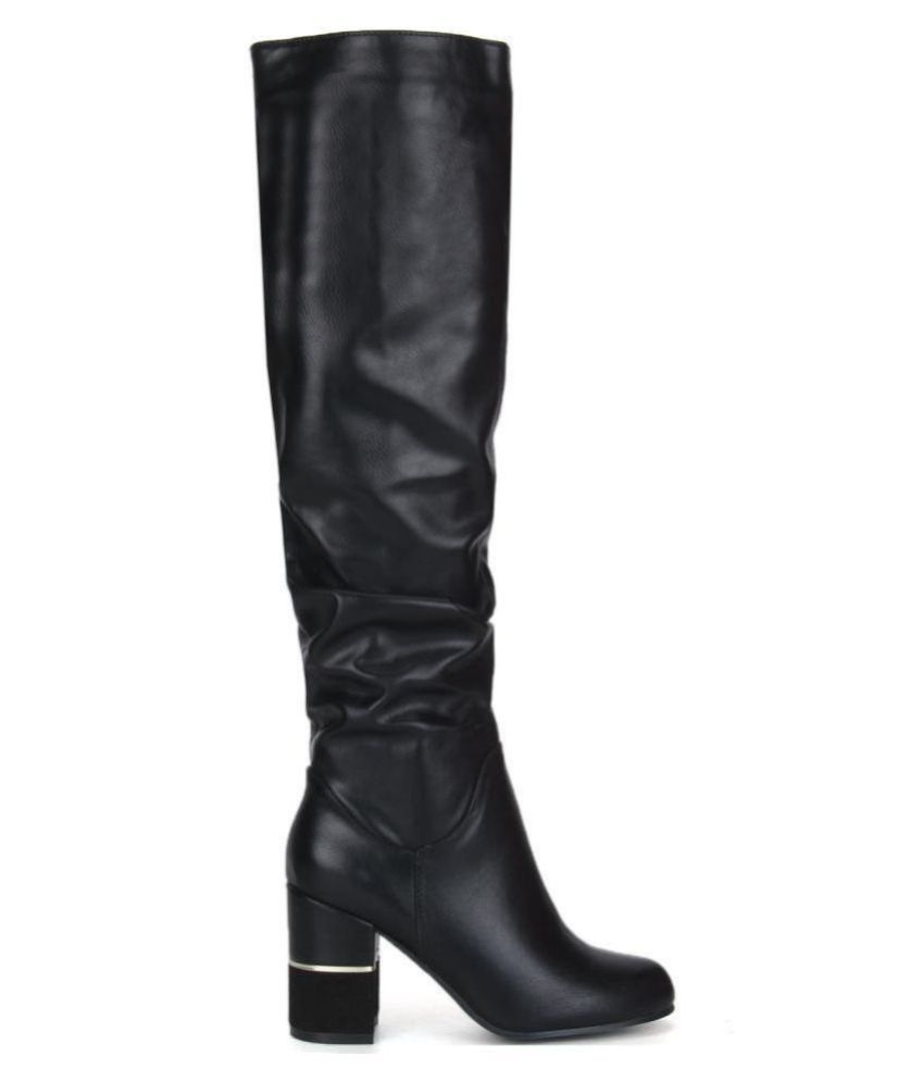truffle collection heeled knee high boots in black