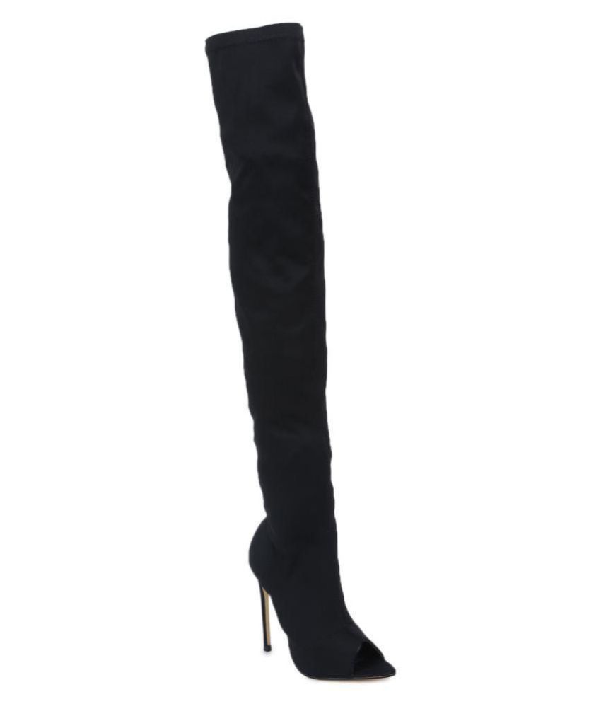 truffle collection heeled knee high boots in black