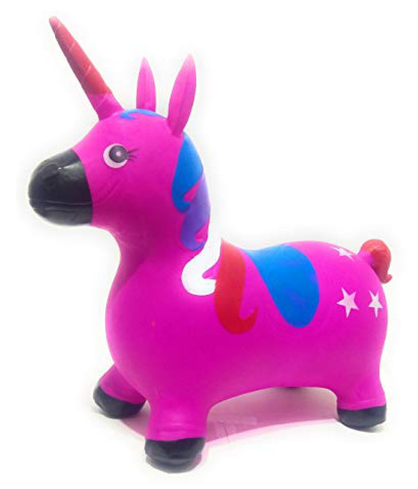 Toys for Toddlers Pump Included BOHS Ride On Rainbow Unicorn Bouncy Inflatable Hopping Jumping Animal Toys 