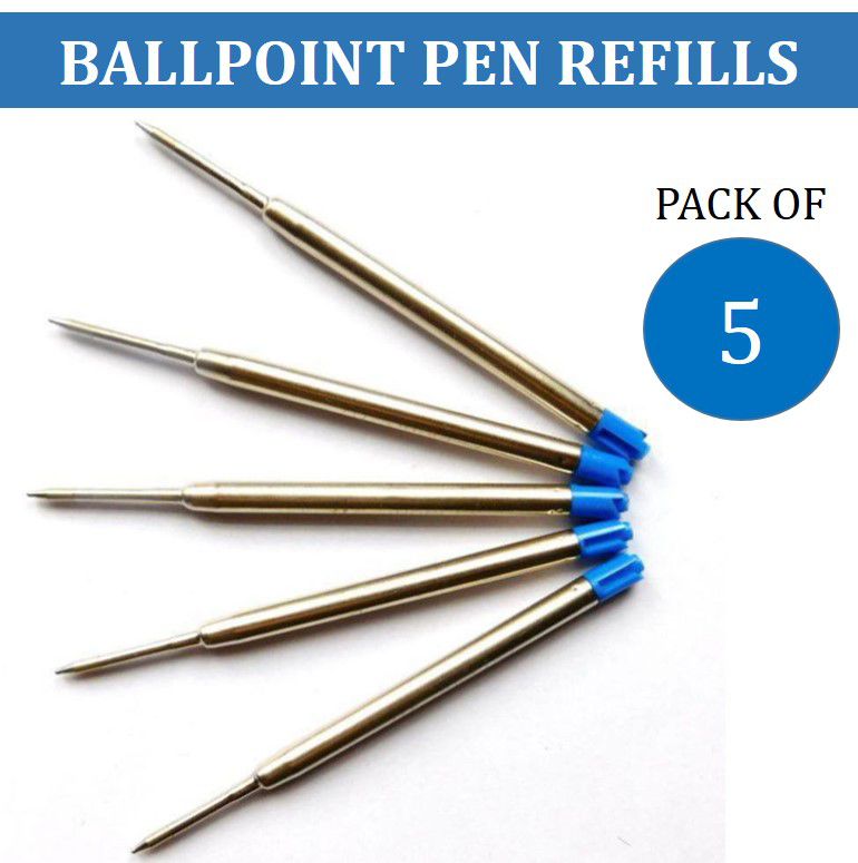     			SwarnalekhaÂ® Metal Jotter Ballpoint Pen Refills 5 Pieces, BLUE, 10 cm Length, with Extra 1 Piece Pen (Pack of 5)