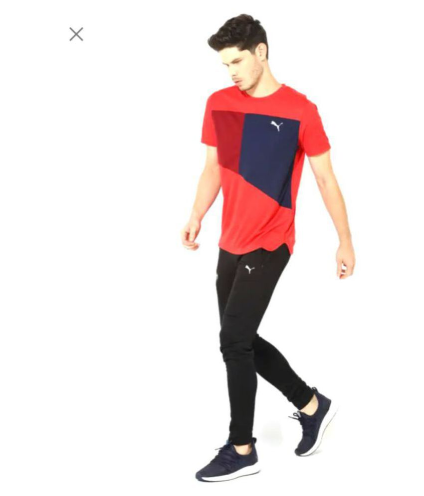 puma black polyester lycra trackpants