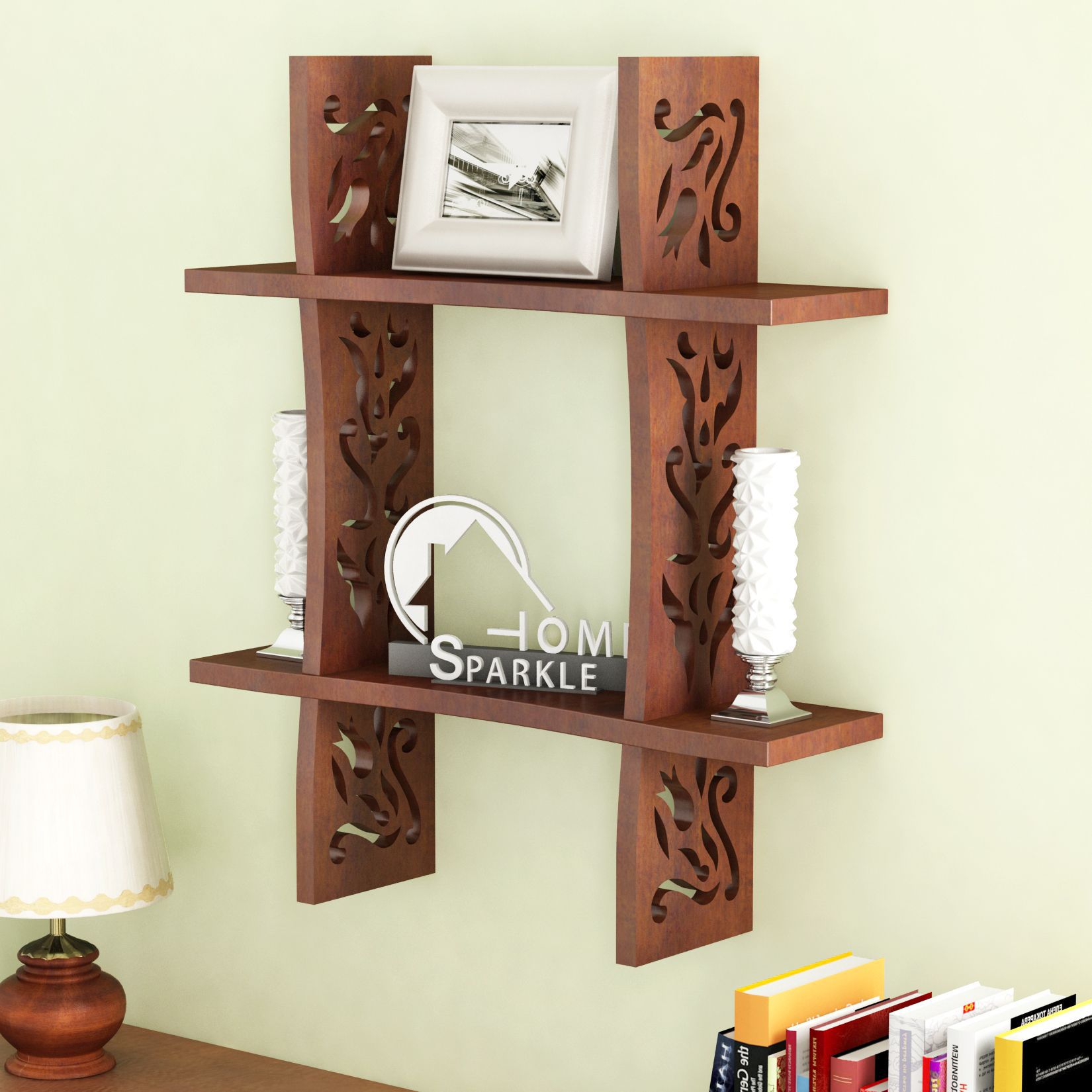 Home Sparkle MDF Plus Shaped Wall Rack For Wall Décor -Suitable For Living Room/Bed Room (Designed By Craftsman)