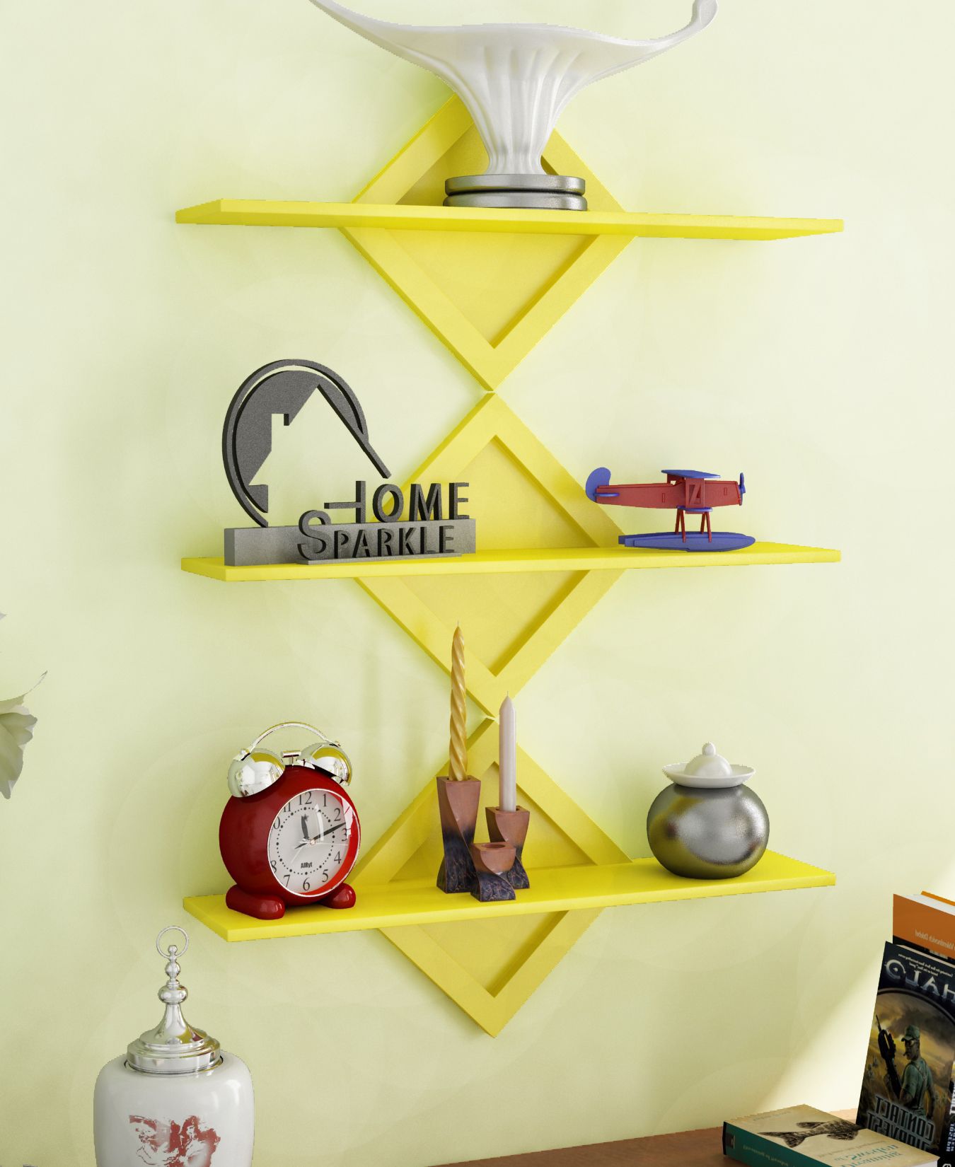 Home Sparkle MDF Set Of 3 Shelves For Wall Décor -Suitable For Living Room/Bed Room (Designed By Craftsman)