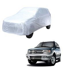 Autoretail Silver Color Dust Proof Car Body Polyster Cover Without Mirror Pocket Polyster For Tata Safari