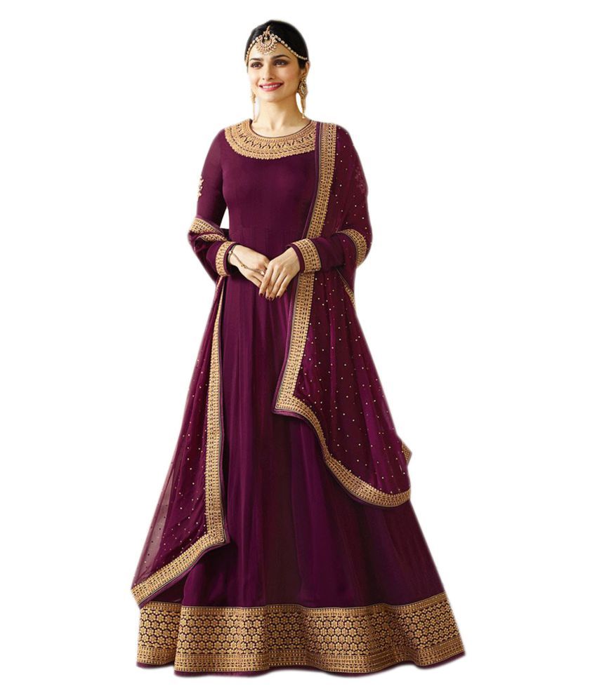 purple georgette gown