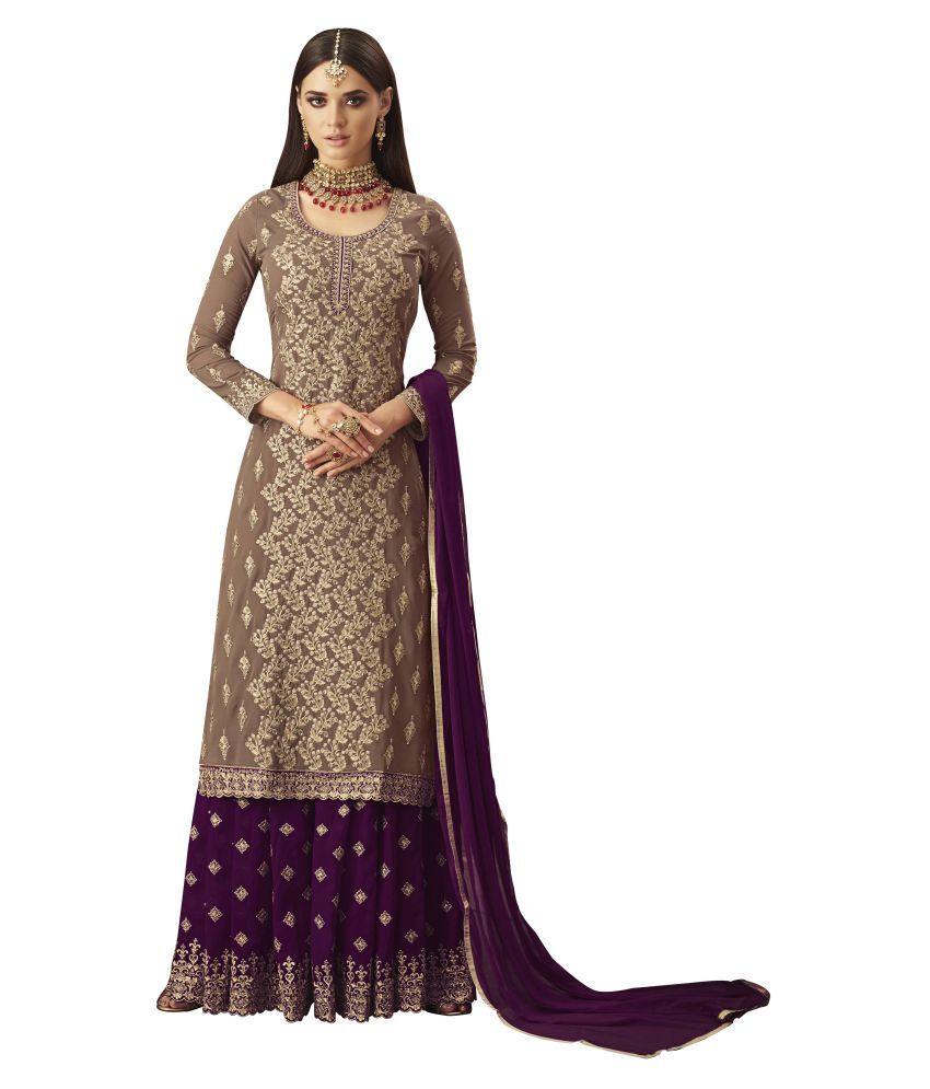 purple georgette gown