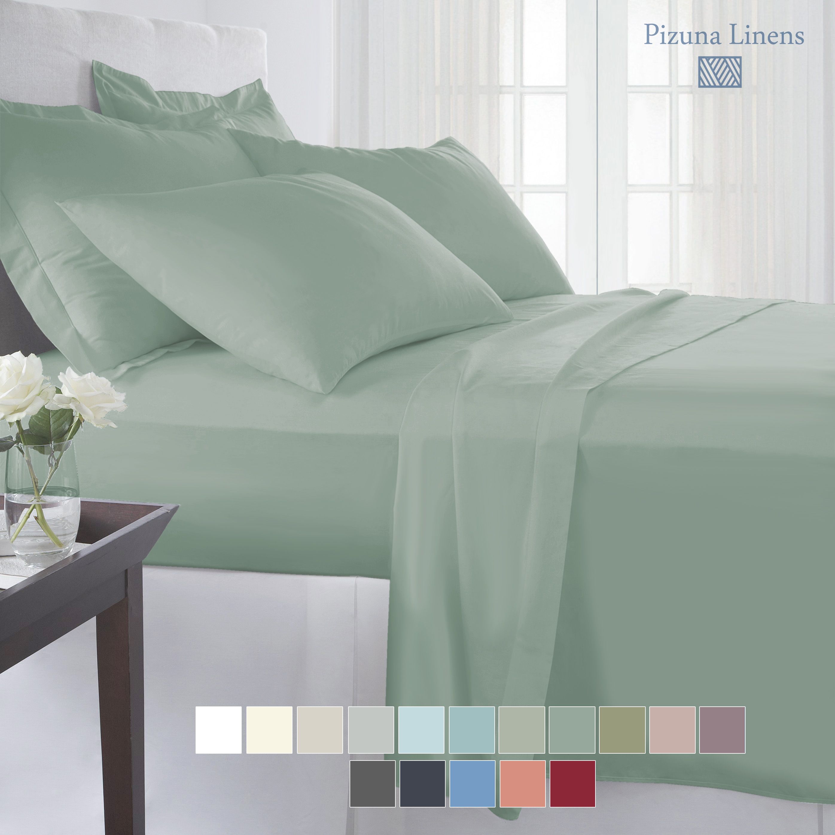 Pizuna Linens King Cotton Green Plain Fitted Sheet Buy Pizuna Linens