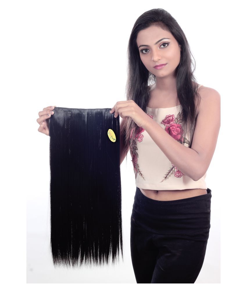 RITZKART Clip In Hair Extension STRAIGHT DARK Black 25 inch