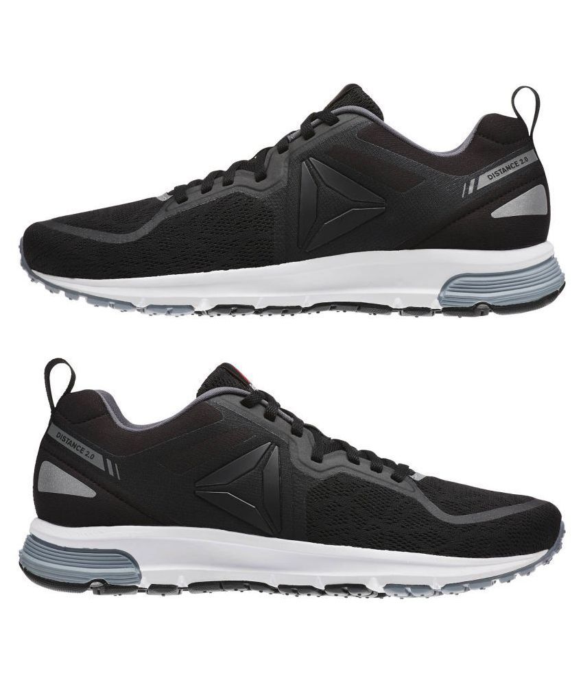 reebok distance 2.0 black running shoes
