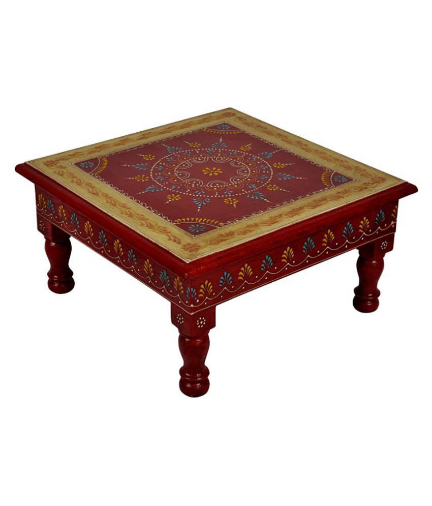 Lalhaveli Hand Painted Wooden Square End Tables Chowki Ideas 11 X 11 X 5.5 Inches