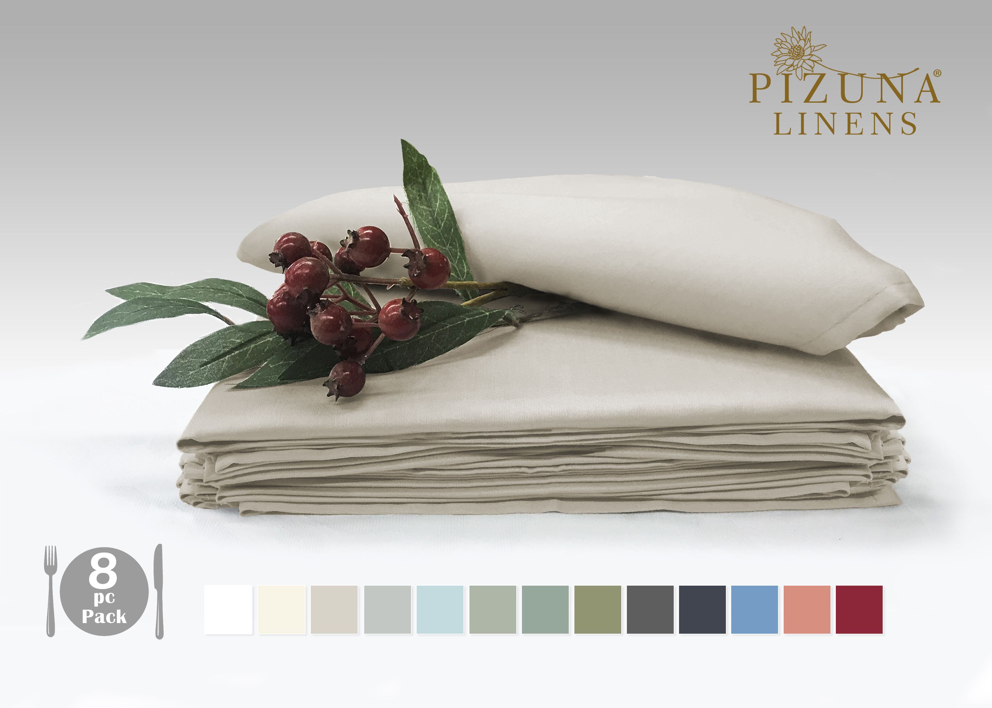 Pizuna Linens Set of 8 Cotton Napkin Buy Pizuna Linens Set of 8