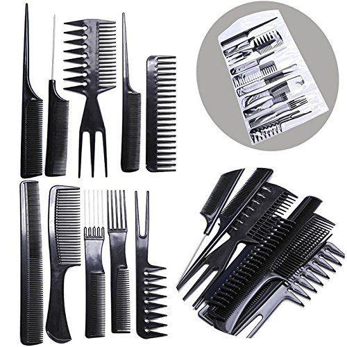 Buy 10Pcs Black Pro Hair Styling Hairdressing Plastic Brush Combs Set Online  at Best Price in India - Snapdeal