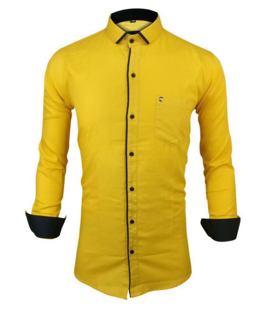     			X-men 100 Percent Cotton Yellow Solids Shirt