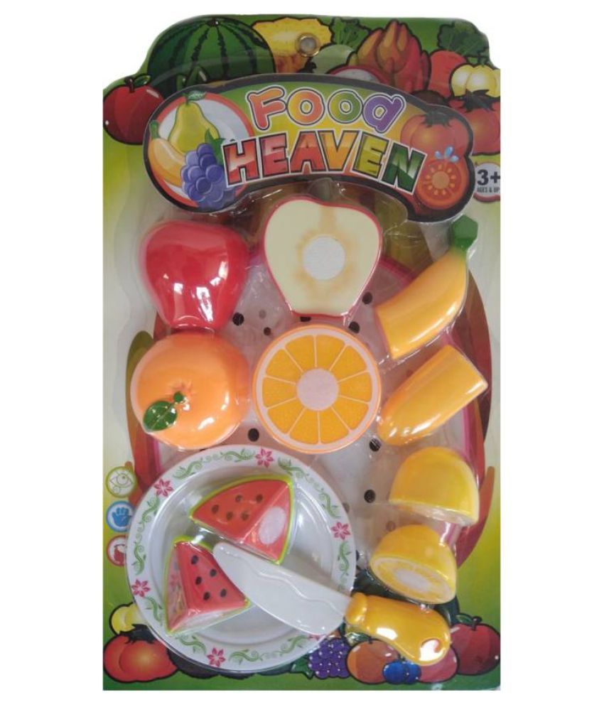 kitchen set with fruits and vegetables