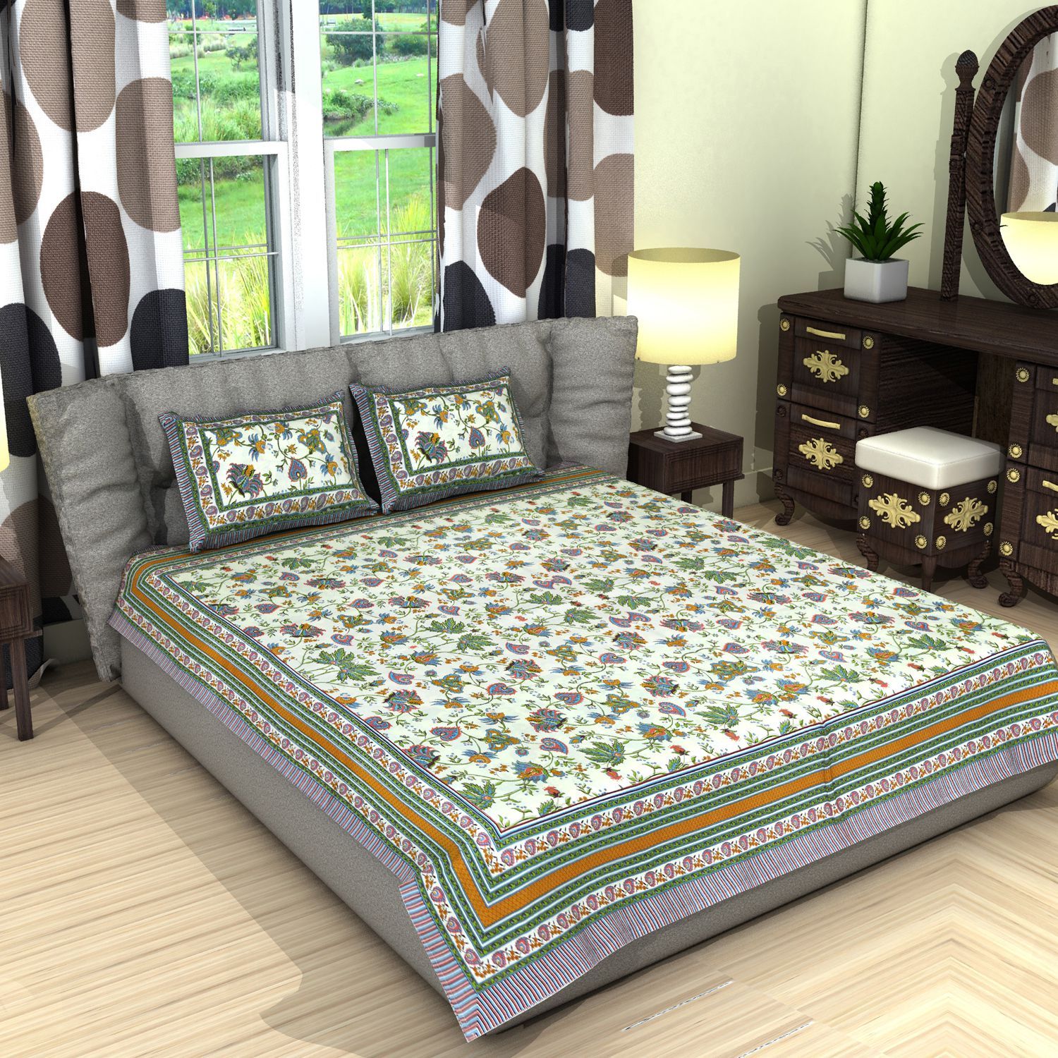 Bombay Cotton Cotton Double Bedsheet with 2 Pillow Covers ( 274 cm x