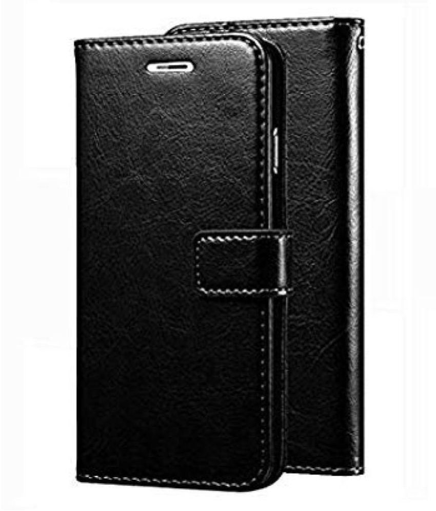     			Oppo F11 pro Flip Cover by KOVADO - Black Original Vintage Look Leather Wallet Case