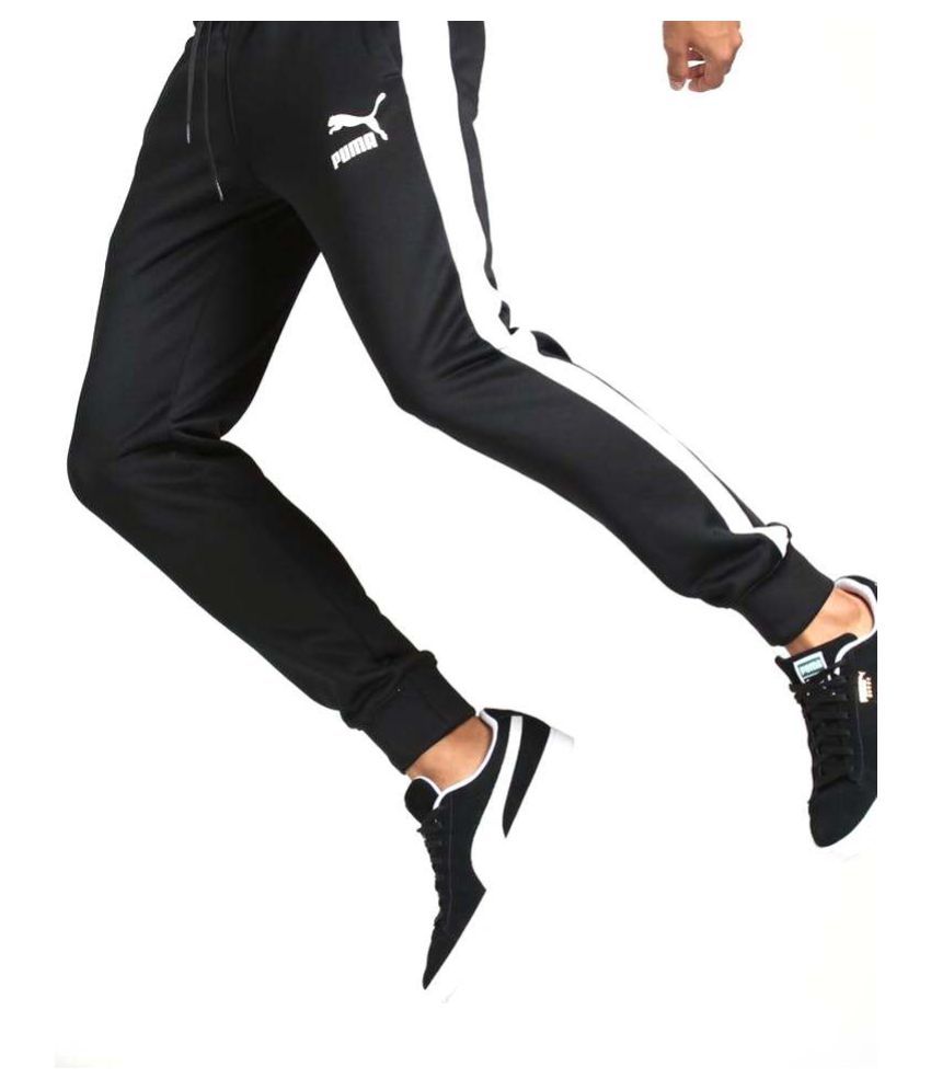 puma black polyester trackpants