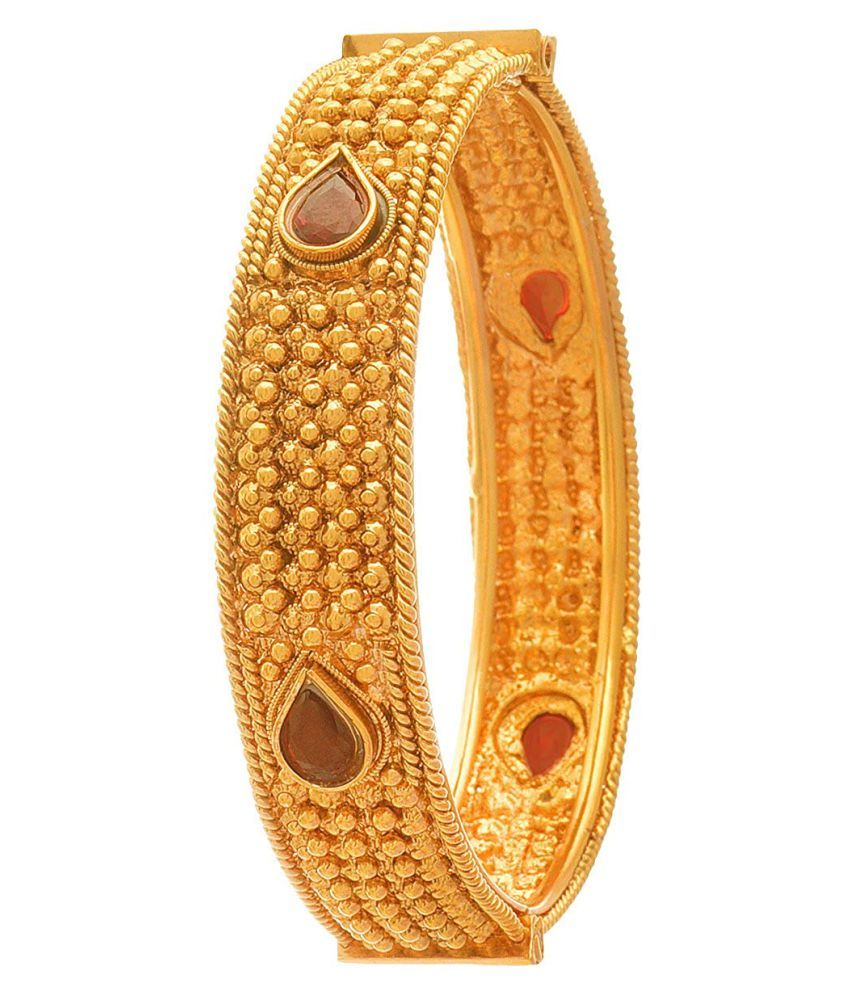     			JFL - Traditional Ethnic One Gram Glod Plated Stone Designer Openable Bangle Kada for Women