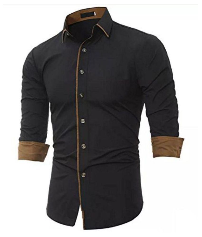     			X-men Cotton Blend Black Solids Shirt