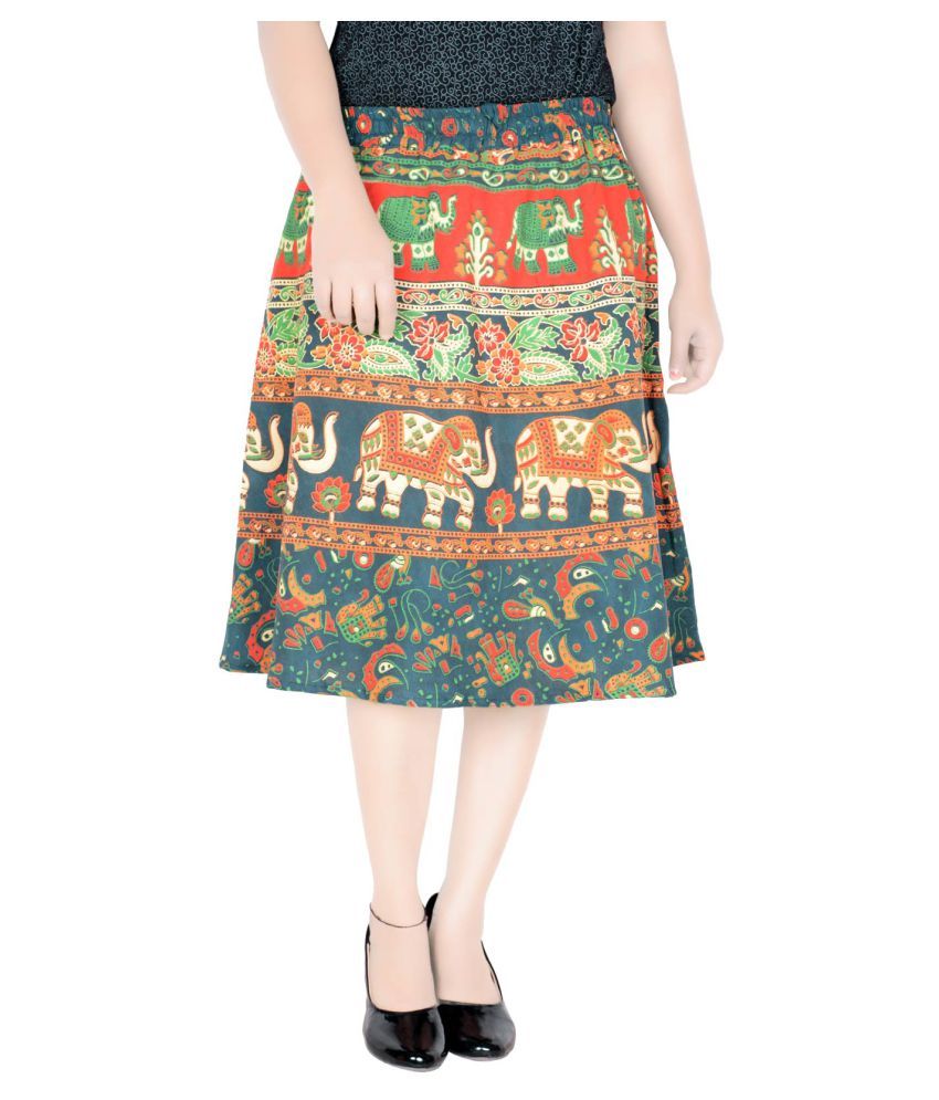     			Sttoffa Cotton A-Line Skirt - Green