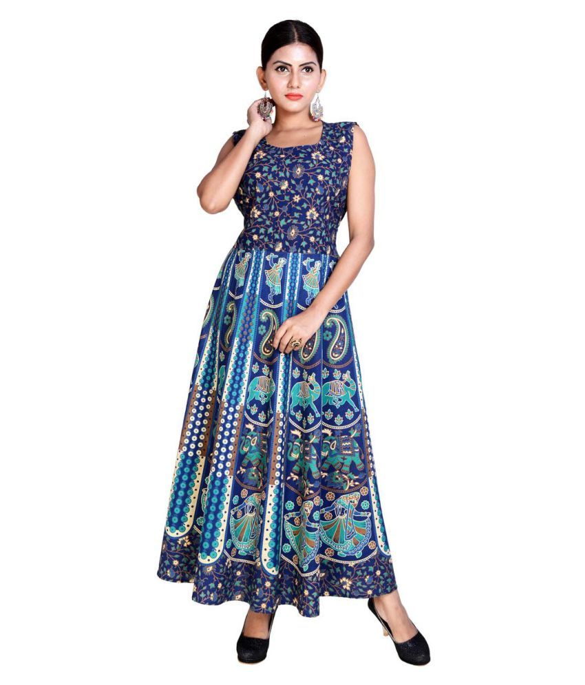     			Rangun Cotton Blue Regular Dress