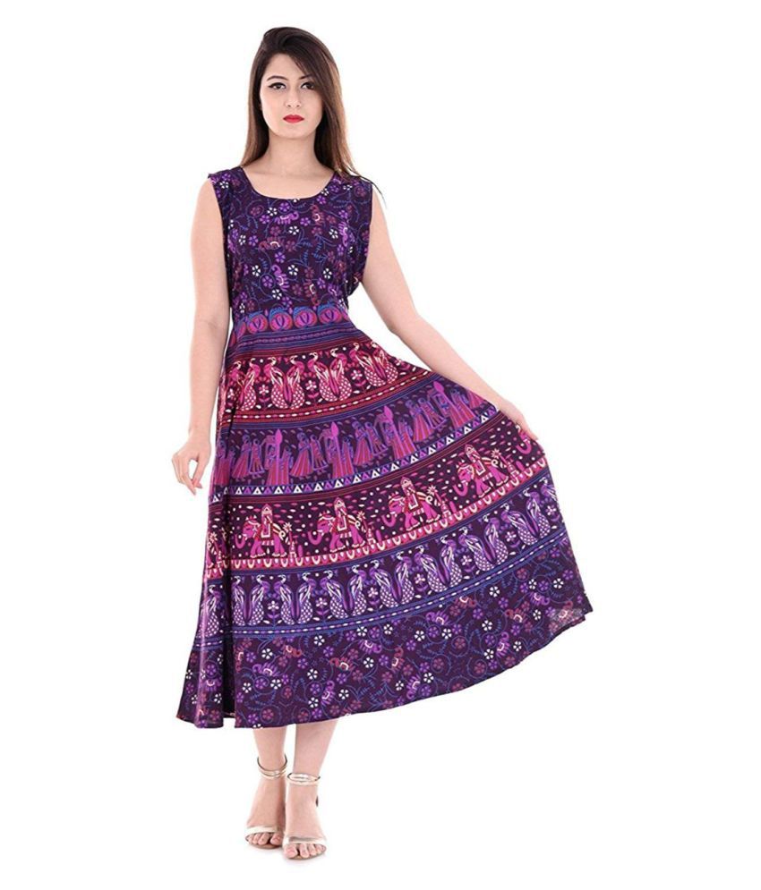     			Rangun Cotton Purple Regular Dress